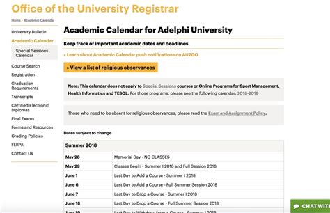 Adelphi Academic Calendar 2023